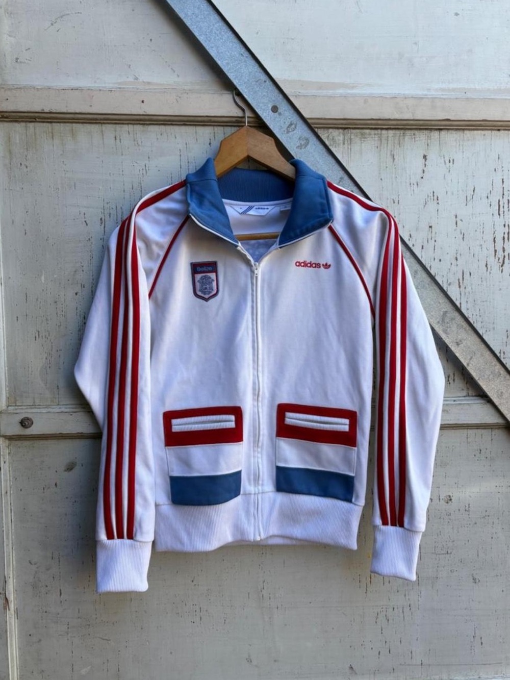 Vintage Adidas Originals 2008 Belize RARE Red White Blue Zip Up Track Jacket S